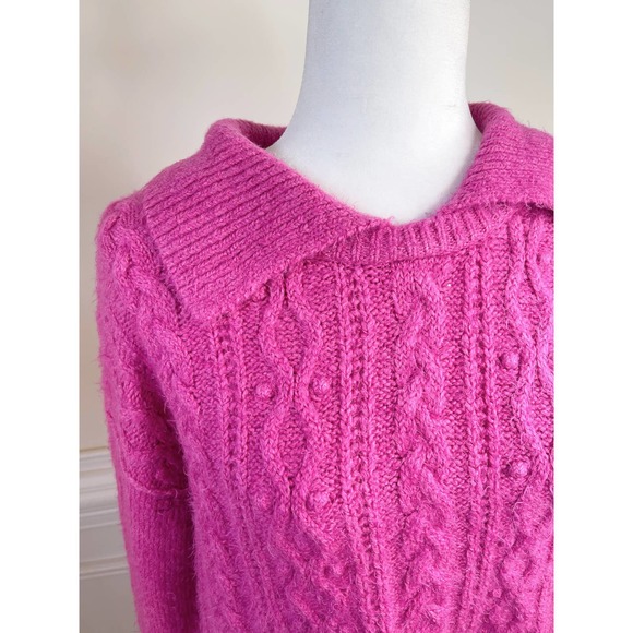 NWT Free People Every Cloud Pullover Sweater in Fuchsia Fizz - Picture 3 of 5
